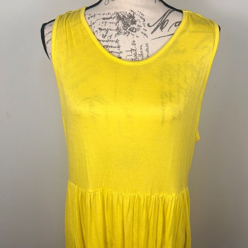 HiMone Yellow Sleeveless Midi Dress Womens Plus Size 3XL Casual Knit Empire - Picture 2 of 9